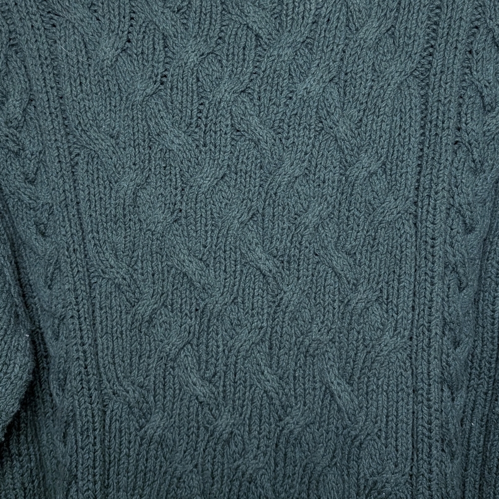 Abercrombie & Fitch Green Turtleneck Sweater Ribbed Knit - Picture 2 of 8